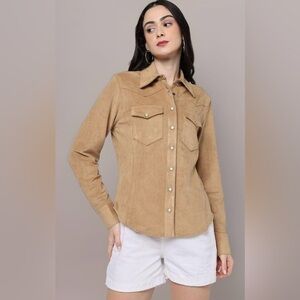 GAP Tan Button Down Shirt for Women